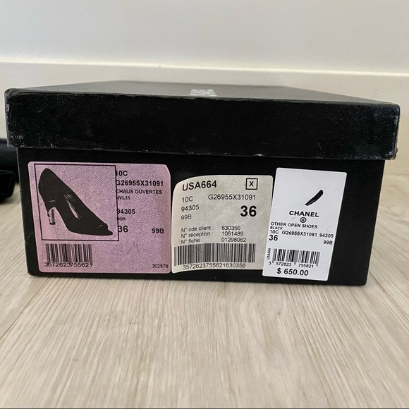 CHANEL Chaus Ouvertes Black Pump Size 36